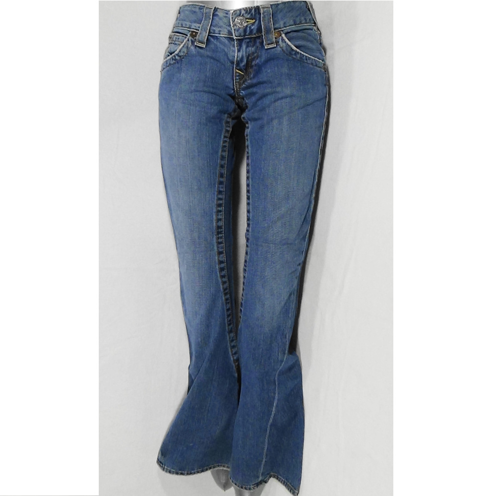 True Religon Twisted Seam Flair Jeans Pocket SZ 25